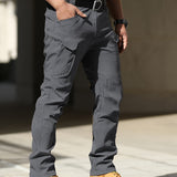 Trendy Solid Cargo Pants, Men's Multi Flap Pocket Trousers, Loose Casual Outdoor Pants, Men's Work Pants Outdoors Streetwear