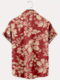 kkboxly  Retro Floral Printed Hawaiian Shirt for Men - Oversized Casual Loose Top for Summer Beach and Casual Wear