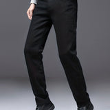 Classic Design Straight Leg Jeans For Business, Men's Semi-formal Denim Pants