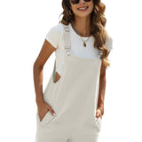 kkboxly  Solid Cami Jumpsuit, Casual Sleeveless Comfy Short Length Jumpsuit With Pockets, Women's Clothing