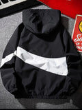 kkboxly  Men's Casual Hooded Windbreaker Jacket, Trendy Color Block Jackets By Activity