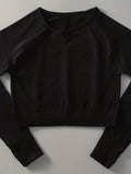 kkboxly  1 piece Comfortable Seamless Long Sleeve Crop Top for Yoga and Fitness Workouts - High Waist Activewear for Women