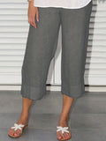 kkboxly  Plus Size Casual Capri Pants, Women's Plus Solid Straight Leg Summer Capri Pants