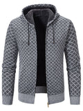 kkboxly  Warm Hooded Cardigan Knitted Coat, Casual Fleece Zip Up Jacket For Fall Winter