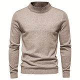 kkboxly  All Match Knitted Sweater, Men's Casual Warm High Stretch Stand Collar Pullover Sweater For Fall Winter