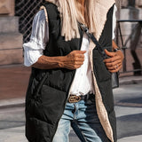 kkboxly  Solid Zipper Hooded Vest, Versatile Faux Fur Thermal Sleeveless Outwear, Multiple Ways Of Wearing,Women's Clothing