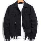 kkboxly  Men's Trendy Denim Jackets, Vintage Lapel Comfy Streel Style Tops For Men's Autumn & Winter Wearing