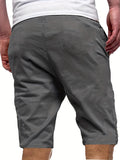 kkboxly  Classic Design Comfy Shorts, Men's Casual Solid Color Waist Drawstring Shorts For Summer Basketball Beach Resort