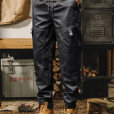 kkboxly  Retro Casual Men's Cotton Blend Long Drawstring Footed Trousers With Multiple Pockets, Spring Fall Outdoor, Street Style