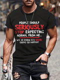 kkboxly EXPECTING NORMAL FROM ME Slogan Letter Print, Men's Novelty T-shirt, Trendy Vintage Tees For Summer