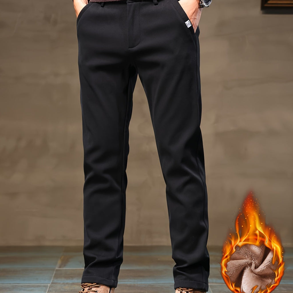 kkboxly  Men's Warm Fleece Dress Pants For Fall Winter For Fall Winter