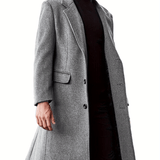 kkboxly  Men's Elegant Trench Coat, Casual Wool-like Fabric Warm Overcoat For Fall Winter
