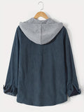 kkboxly  Men's Corduroy Hooded Jacket, Button Up Vintage Style Jacket Coat For School