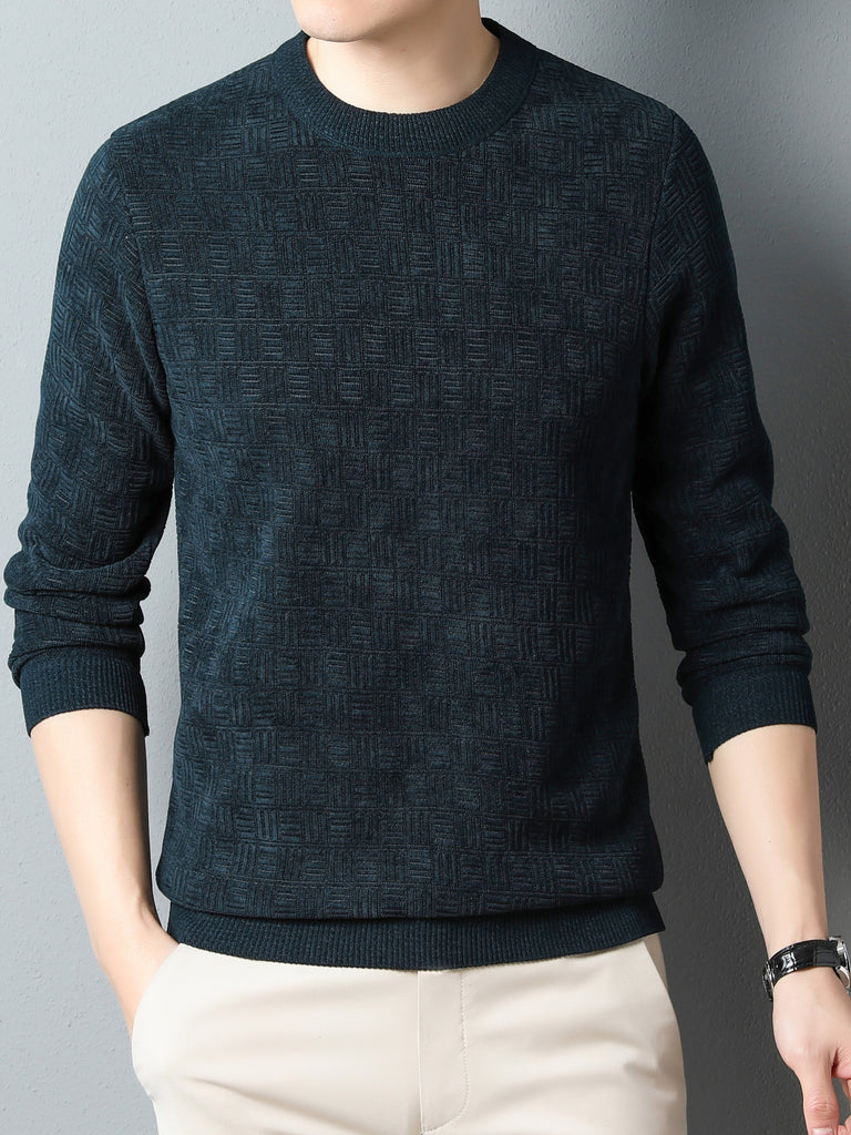 kkboxly Winter New Men's Casual Sweater Round Neck Plus Thick Base Warm Sweater Best Sellers