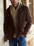 kkboxly  Men's Vintage Style Warm Fleece Hooded Jacket For Fall Winter
