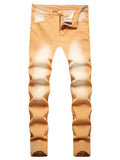 kkboxly  Y2k Slim Fit Chic Jeans, Men's Casual Street Style Distressed Stretch Denim Pants For All Seasons
