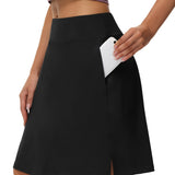 kkboxly  Tennis Sports Mid-Length Skorts, Soft Breathable Quick Drying Yoga Fitness Golf Skirts With Phone Pocket