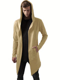 kkboxly  Lightweight Hooded Trench Coat, Men's Casual Slightly Stretch Cardigan Windbreaker For Spring Fall