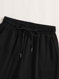 kkboxly  Women's Casual Drawstring Sports Shorts, Solid Color Elastic Waist Fashion Shorts