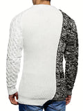 kkboxly  Fashionable Men's Stitching Color Knit Sweater Plus Size Male's Pullover Sweater For Autumn And Winter, Leisurewear For Big And Tall Guys, Best Sellers