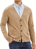 kkboxly  Men's Work V-neck Long Sleeves Button Cardigan Sweaters