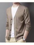 kkboxly  Plus Size Men's V-Neck Casual Button Sweater Cardigan For Autumn/Winter