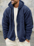 kkboxly  Trendy Fluffy Snuddie Men's Hooded Jacket Casual Long Sleeve Hoodies With Zipper Gym Sports Hooded Coat For Winter Fall
