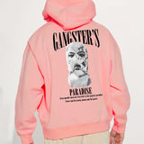 kkboxly  Men's Stylish Paradise Print Hoodie, Active Slightly Stretch Breathable Hooded Sweatshirt For Outdoor Fall Winter