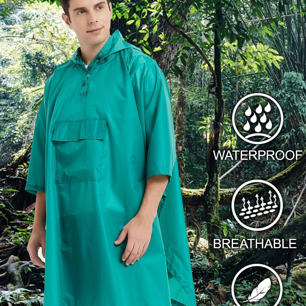 kkboxly  Men's Hooded Windbreaker Waterproof Raincoat With Pockets, Lightweight Raincoat For Outdoor Activities