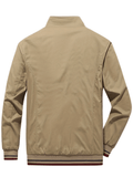 kkboxly  Men's Casual Reversible Zipper Pocket Jacket, Chic Comfy Cotton Stand Collar Jacket