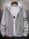 realaiot  Men's Casual Zip Up Hooded Jacket, Chic Windproof Jacket With Zipper Pockets