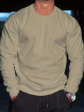 kkboxly  Crew Neck Cotton Sweatshirt Pullover For Men Warm Solid Color Sweatshirts Winter Long Sleeve Tops