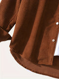 kkboxly  Corduroy Men's Casual Comfy Long Sleeve Hooded Shirt, Men's Fall Winter Color Block Outwear