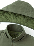 kkboxly  Warm Thick Detachable Hooded Windbreaker Quilted Jacket, Men's Casual Winter Jacket With Pockets