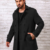kkboxly  Plus Size Men's Solid Fleece Coat Fashion Casual Elegant Tops Button Up Jacket For Fall Winter, Men's Clothing