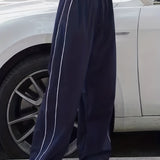 kkboxly  Striped Wide Leg Pants, Y2K Solid Long Length High Waist Pants, Women's Clothing