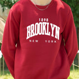 Brooklyn Print, Men’s Pullover Sweatshirt, Casual Crew Neck Jumper For Spring Fall, Moisture Wicking And Breathable Sweater, As Gifts