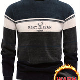 kkboxly  Men's Stylish Knitted Pullover, Casual Slightly Stretch Breathable Long Sleeve Crew Neck Top For City Walk Street Hanging Outdoor Activities