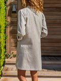 Striped Open Front Blazer, Elegant Long Sleeve Lapel Blazer, Women's Clothing