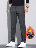 kkboxly  Plus Size Men's Solid Pants Casual Fashion Cotton Pants For Fall Winter, Men's Clothing