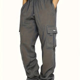 kkboxly  Men's Multi Pocket Cargo Pants, Casual Loose Fit Sports Pants