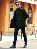 kkboxly  Men's Elegant Trench Coat, Mature Double Breasted Overcoat For Fall Winter
