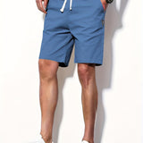 kkboxly  Men's Solid Color Shorts With Pocket For Summer, Men's Outfits