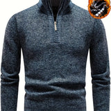 kkboxly  Men's Stand Collar Jacquard Knitting Thickened Warm Sweater
