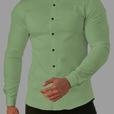 kkboxly  Men's Formal Classic Design Button Up Shirt, Male Clothes For Spring And Fall Business Occasion