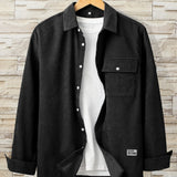 kkboxly  Stylish Men's Casual Lapel Shirt - Comfortable Button-Up Long Sleeve Shirt for Everyday Wear