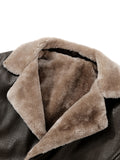 kkboxly  Men's Casual Faux Pu Leather Long Sleeves Button Trench Coats