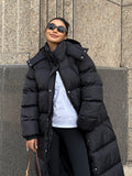 kkboxly  Long Length Hooded Parka, Casual Button Front Winter Warm Outerwear, Women's Clothing