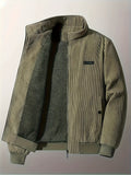 kkboxly  Men's Zip-Up Collar Corduroy Cotton Jacket