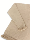 kkboxly  Solid V Neck Button Ruffle Hem Pullover Sweater, Casual Long Sleeve Sweater For Fall & Winter, Women's Clothing